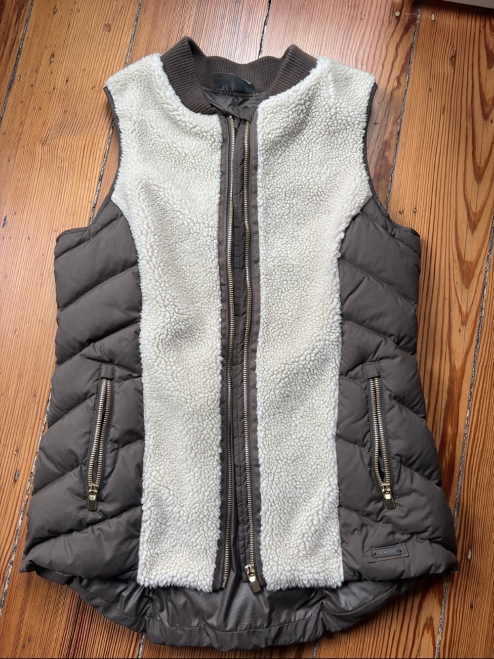Athleta Quilted Vest with Cream Sherpa Front